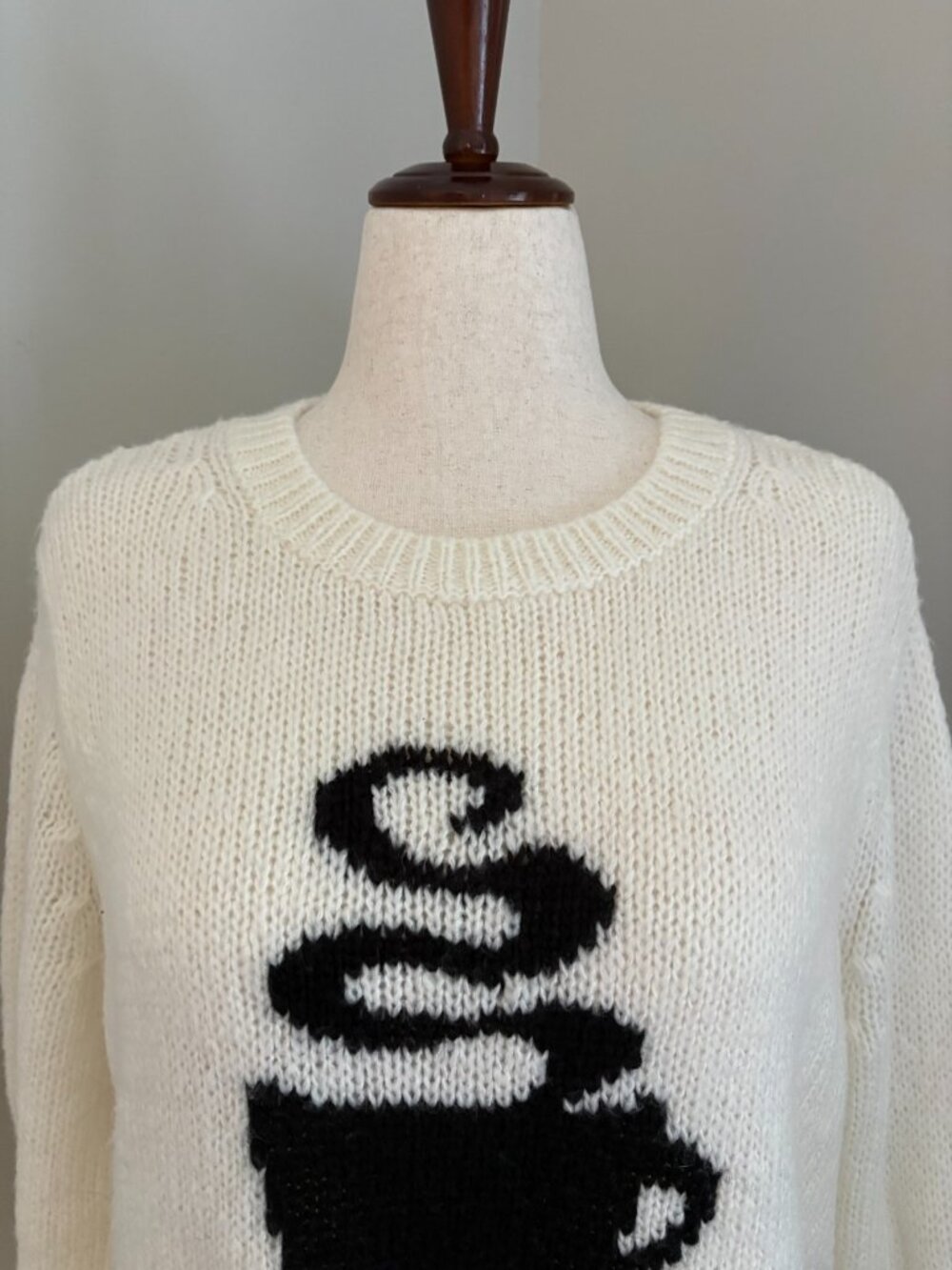Wooden Ships Hot Cup of Joe Ivory Mohair Sweater Chunky Cozy S/M $148 MSRP - Picture 8 of 9